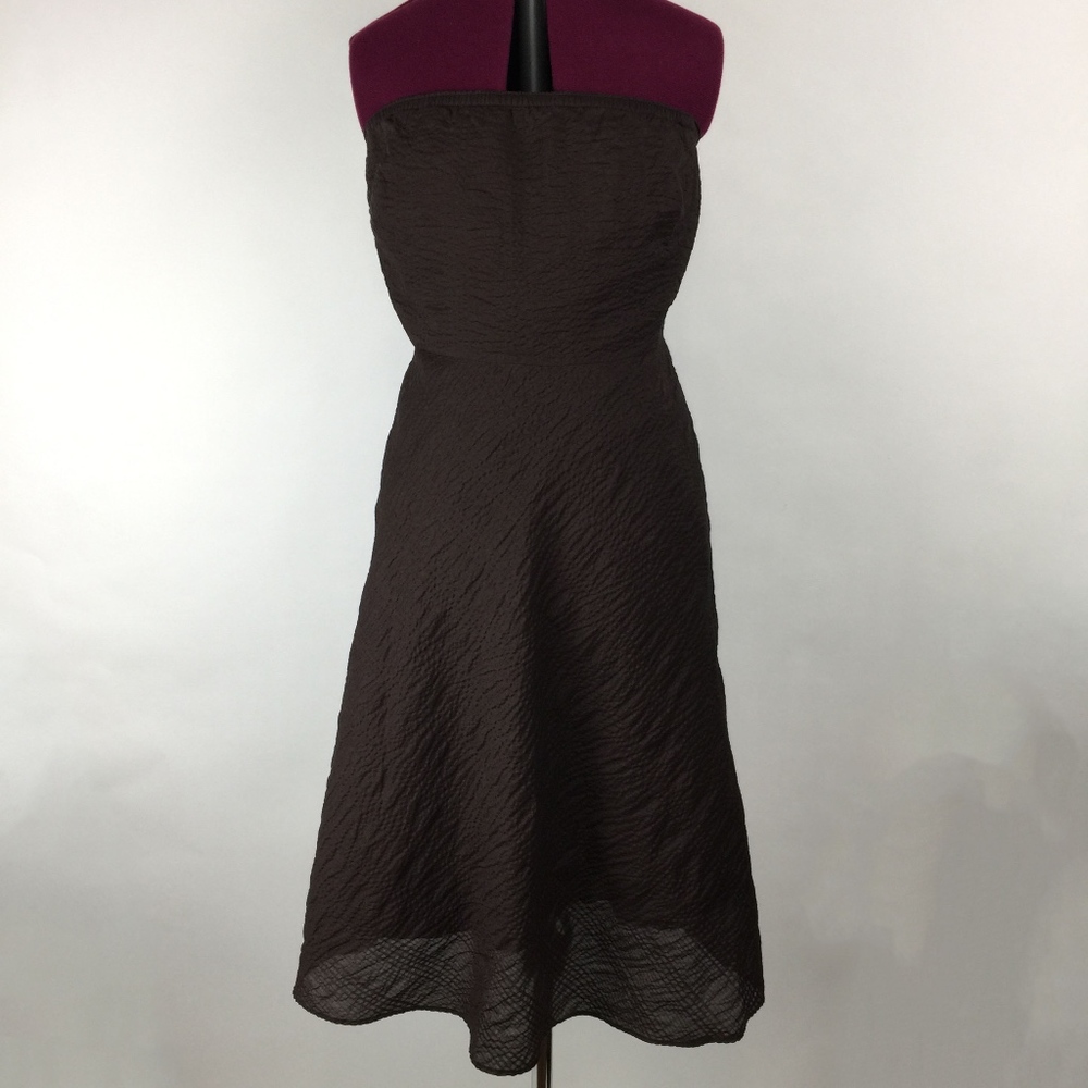 J. Crew Embossed Cotton Brown Strapless Dress